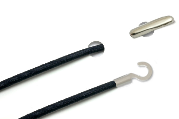 Cordoncini in gomma con copiglia e capocorda aperto, blu navy