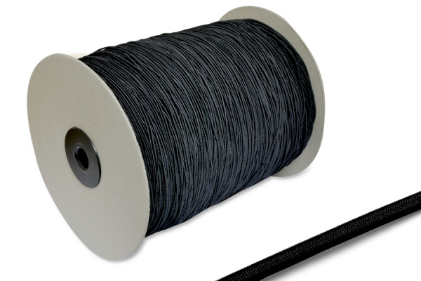 Gummischnur, 1,5 mm Ø, auf 900 m Rolle, schwarz